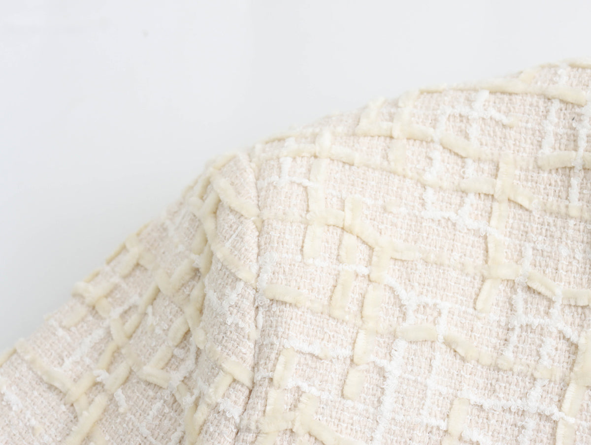 Women's Cropped Tweed Bomber Jacket Button Front