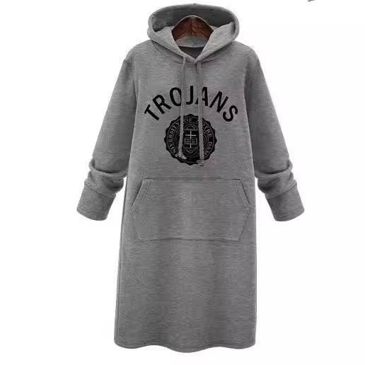 Plus Size Fleece Lined Long Hoodie Women Oversized Graphic