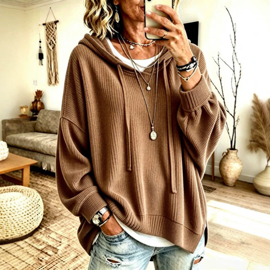 Women's Oversized Knit Hoodie Pullover Casual Sweater