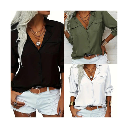 Women's Oversized Button Down Shirt Long Sleeve Collared