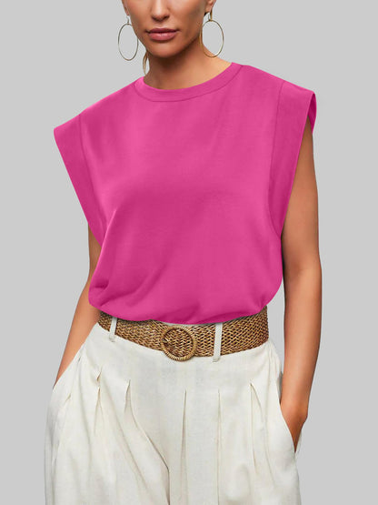 Casual Sleeveless Crew Neck Loose Tank Top
