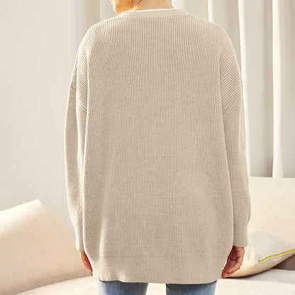 Women's Oversized V Neck Button Down Knit Cardigan Sweater