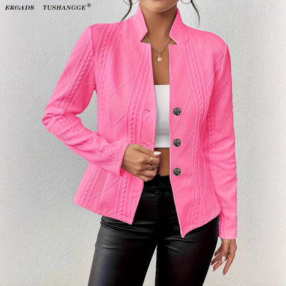 Women's Textured Button Front Blazer Jacket
