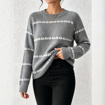 Oversized Crewneck Fair Isle Sweater Vintage Knit Pullover