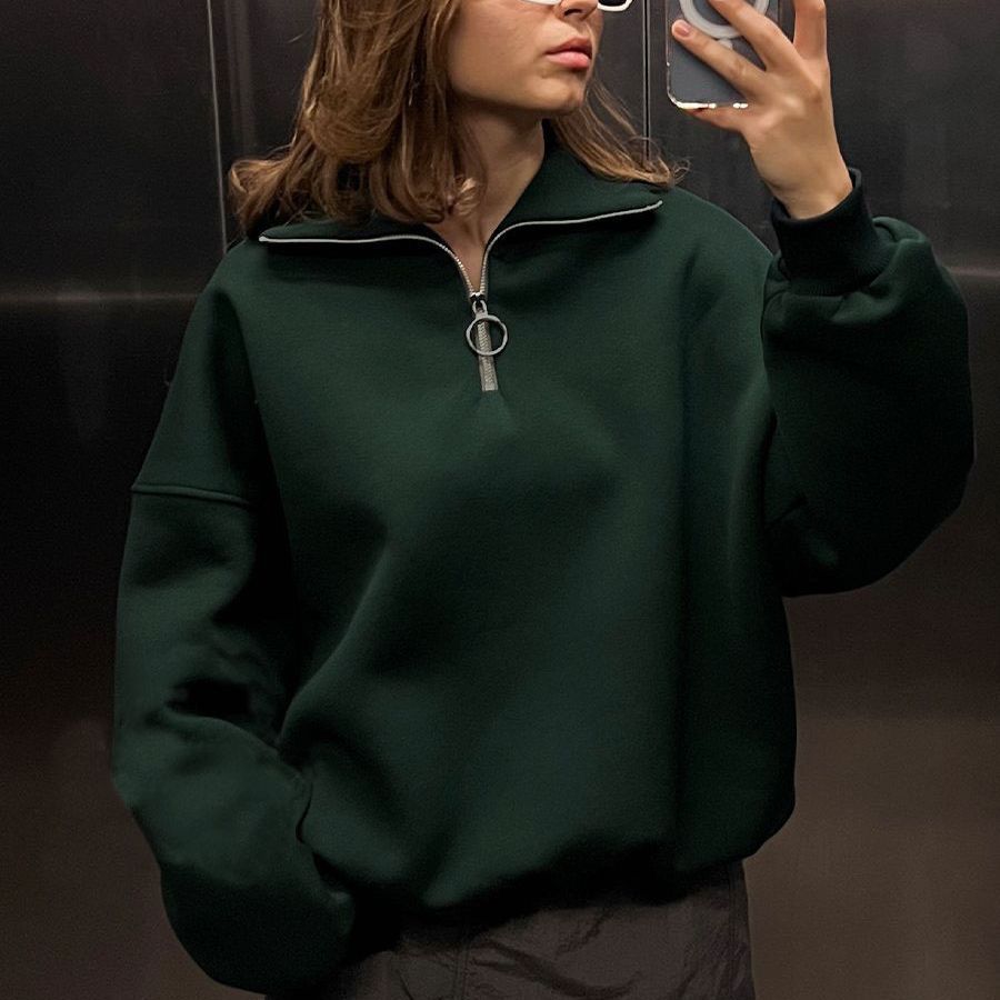 Oversized Quarter Zip Sweatshirt Women Casual Loose Fit
