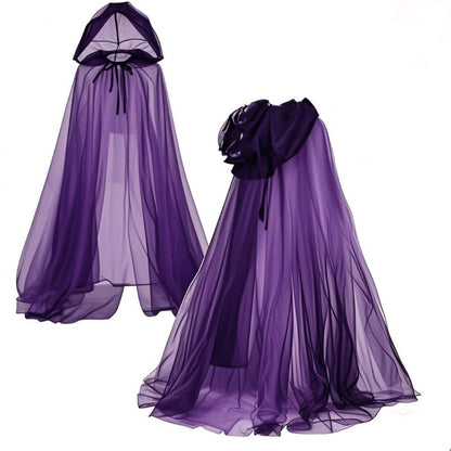 Hooded Chiffon Cape for Witch Halloween Costumes