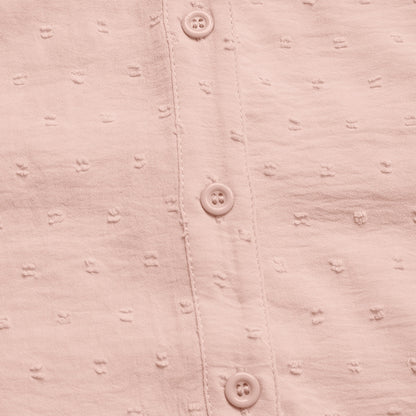 Women's Eyelet Ruffle Sleeve V-Neck Fitted Button Blouse