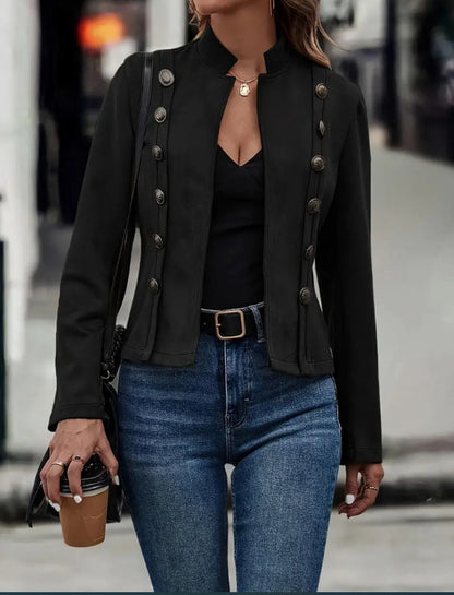 Women's Vintage Suede Jacket Double Breasted Long Sleeve