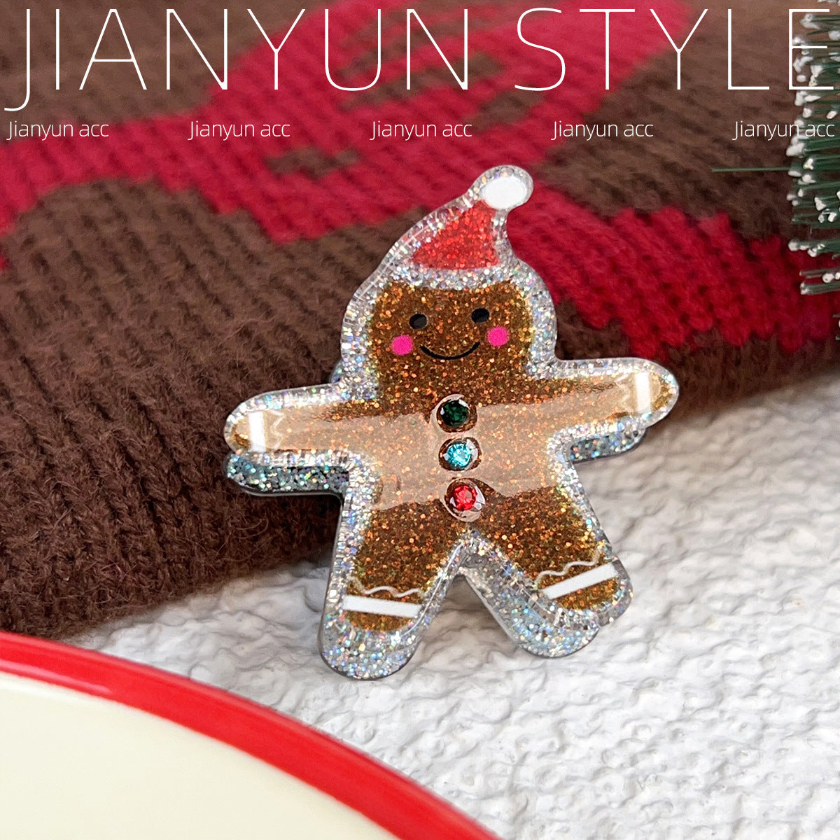 Christmas Mini Hair Clips Gingerbread Tree Claw Clips