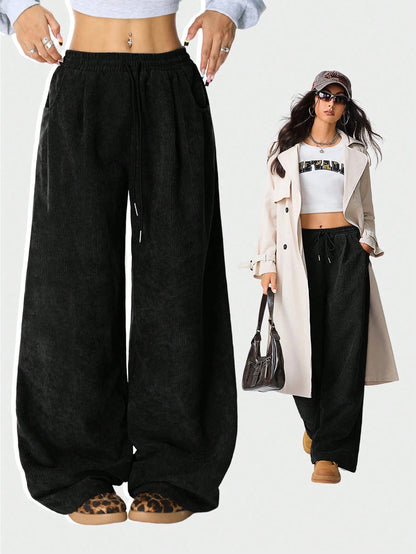 Women's High Waist Wide Leg Drawstring Casual Lounge Pants