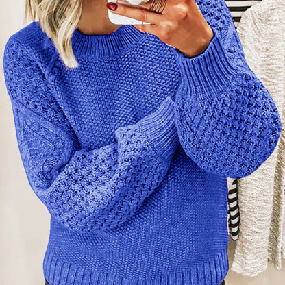 Women's Cable Knit Crew Neck Oversized Pullover Sweater