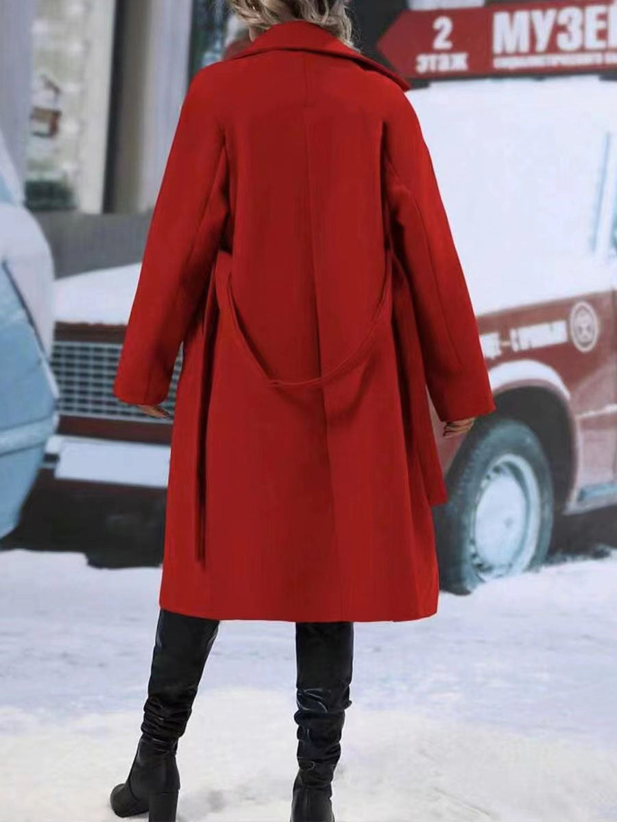 Women's Oversized Long Belted Double Breasted Winter Coat