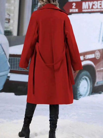 Women's Oversized Long Belted Double Breasted Winter Coat
