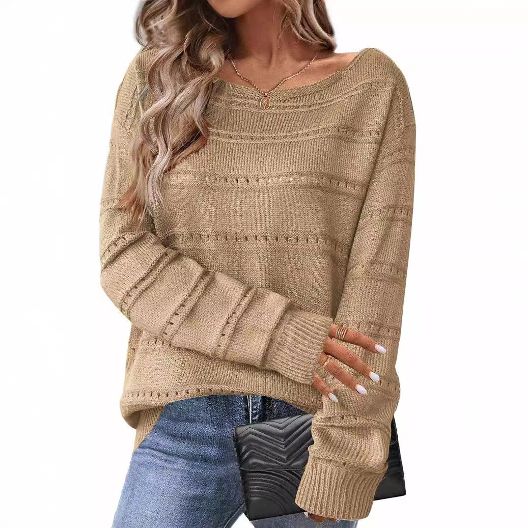 Women's Oversized Drop Shoulder Crochet Sweater