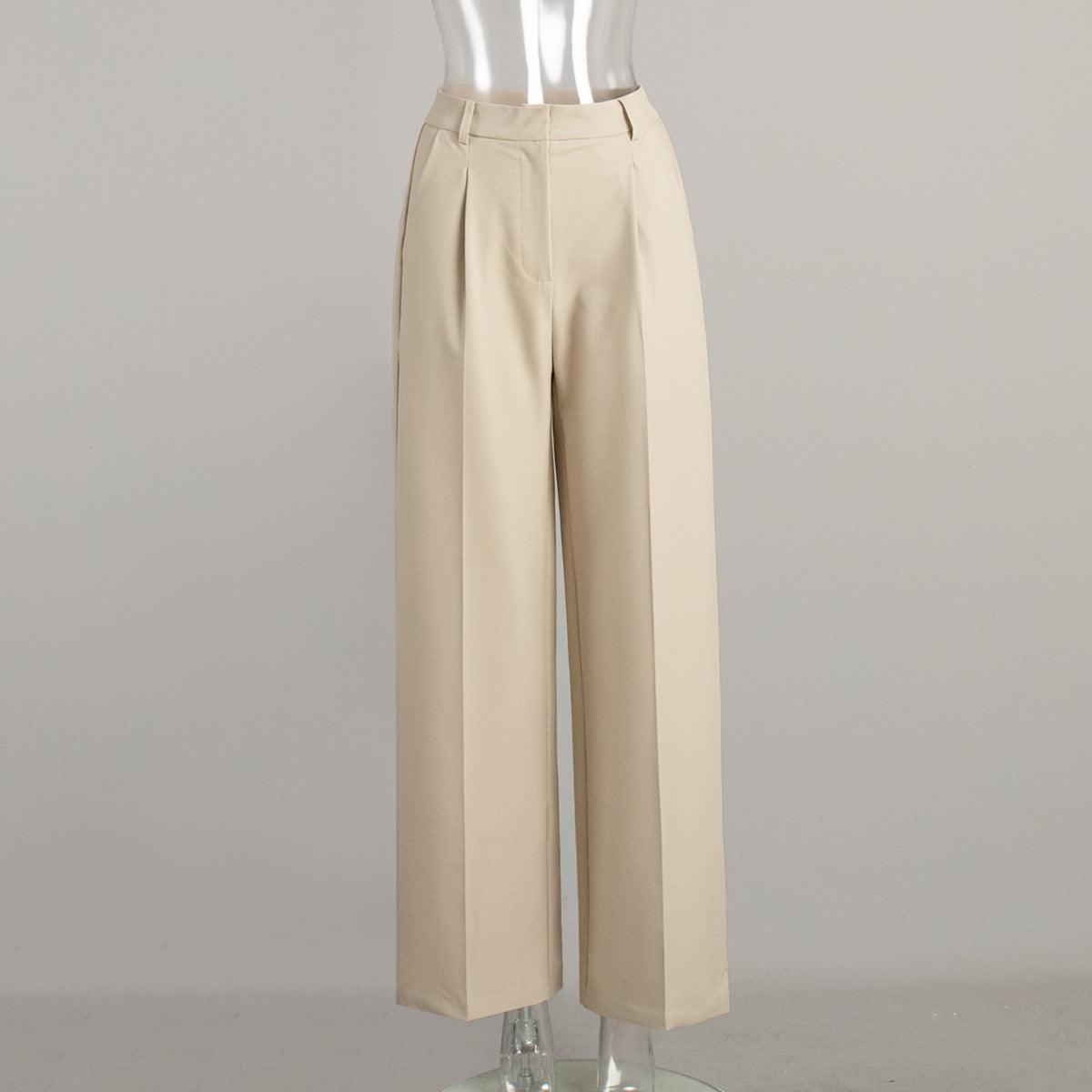 Women's High Waist Pleated Straight Leg Tailored Pants