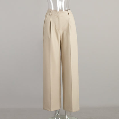 Women's High Waist Pleated Straight Leg Tailored Pants
