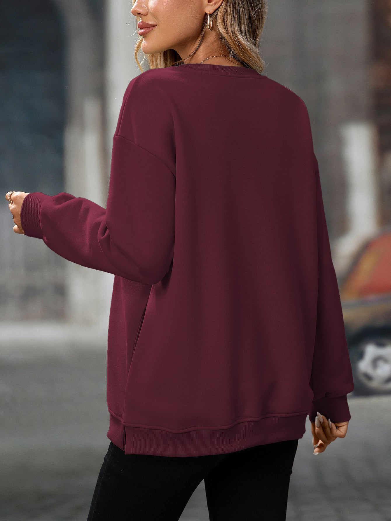 Trendy Y2K Fleece Pullover Sweatshirt – Fall/Winter Casual Top