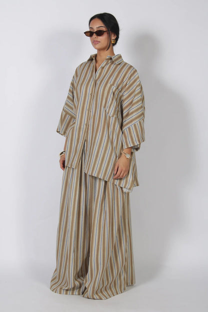 Women's Oversized Polka Dot Shirt Wide Leg Pants Set