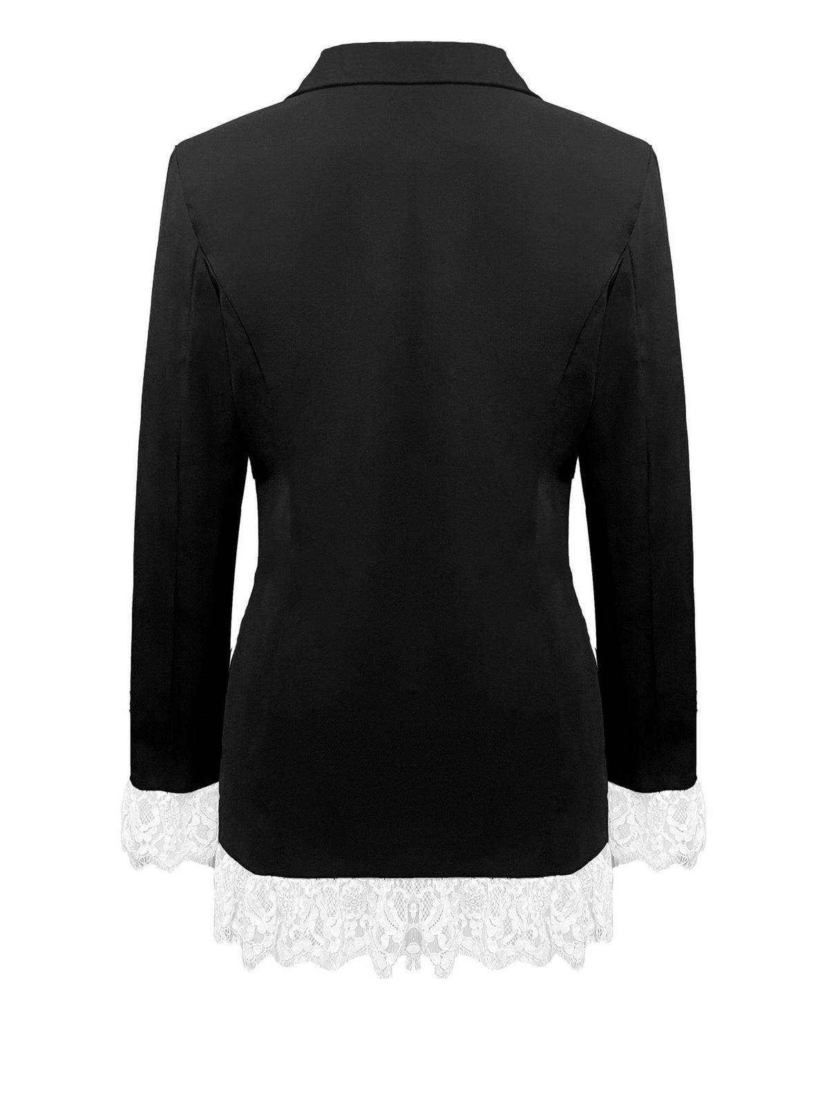 Women's Black Lace Trim Blazer Dress Long Sleeve