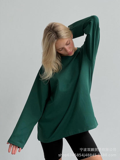 Women's Oversized Distressed Cotton Long Sleeve Tee
