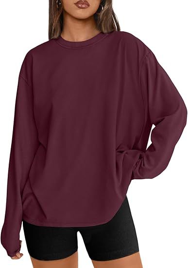 Women's Oversized Long Sleeve Crew Neck Boyfriend Tee