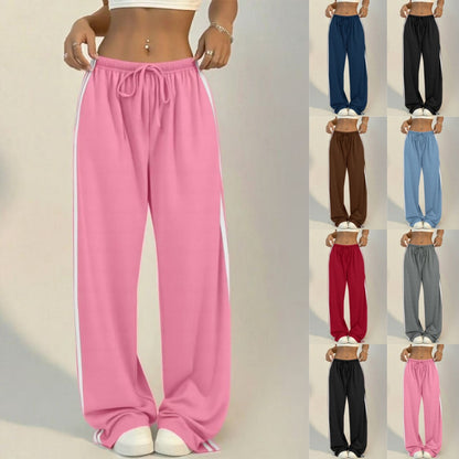 Women High Waist Side Stripe Baggy Wide Leg Sweatpants