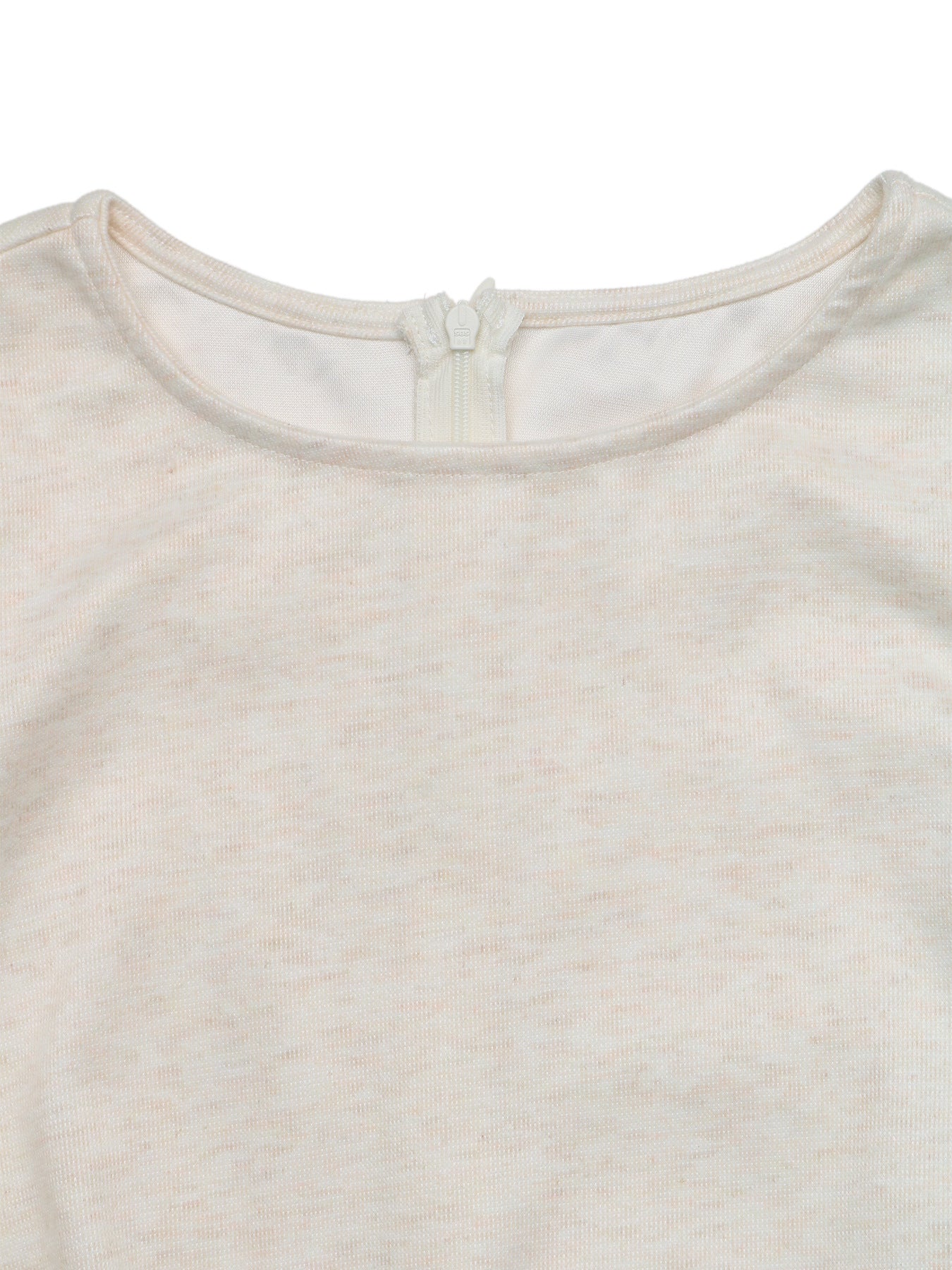 Lace Hem Long Sleeve Top Ruched Crew Neck Slim Fit