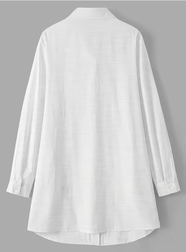 Plus Size Button Down Shirt Dress Long Sleeve with Pockets