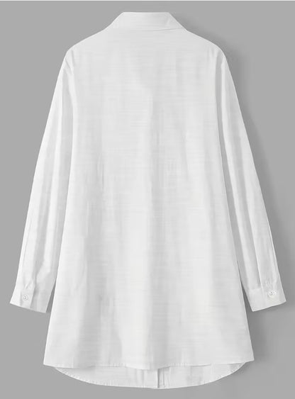 Plus Size Button Down Shirt Dress Long Sleeve with Pockets
