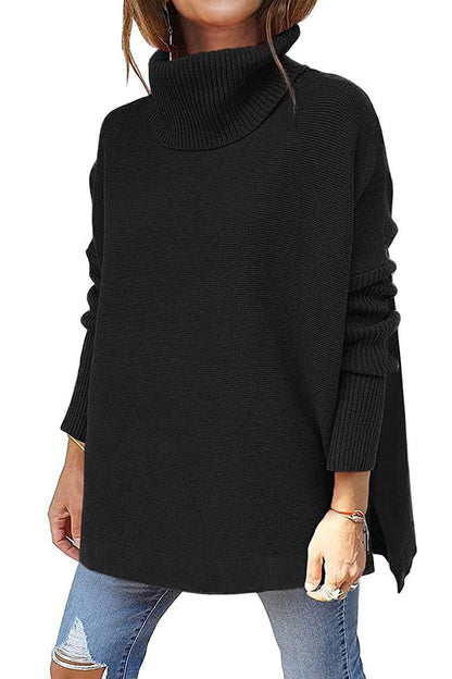 Womens Oversized Turtleneck Batwing Tunic Sweater