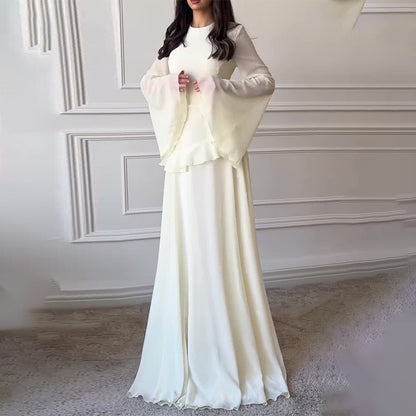 Elegant Bell Sleeve Ruffle Bodycon Maxi Dress