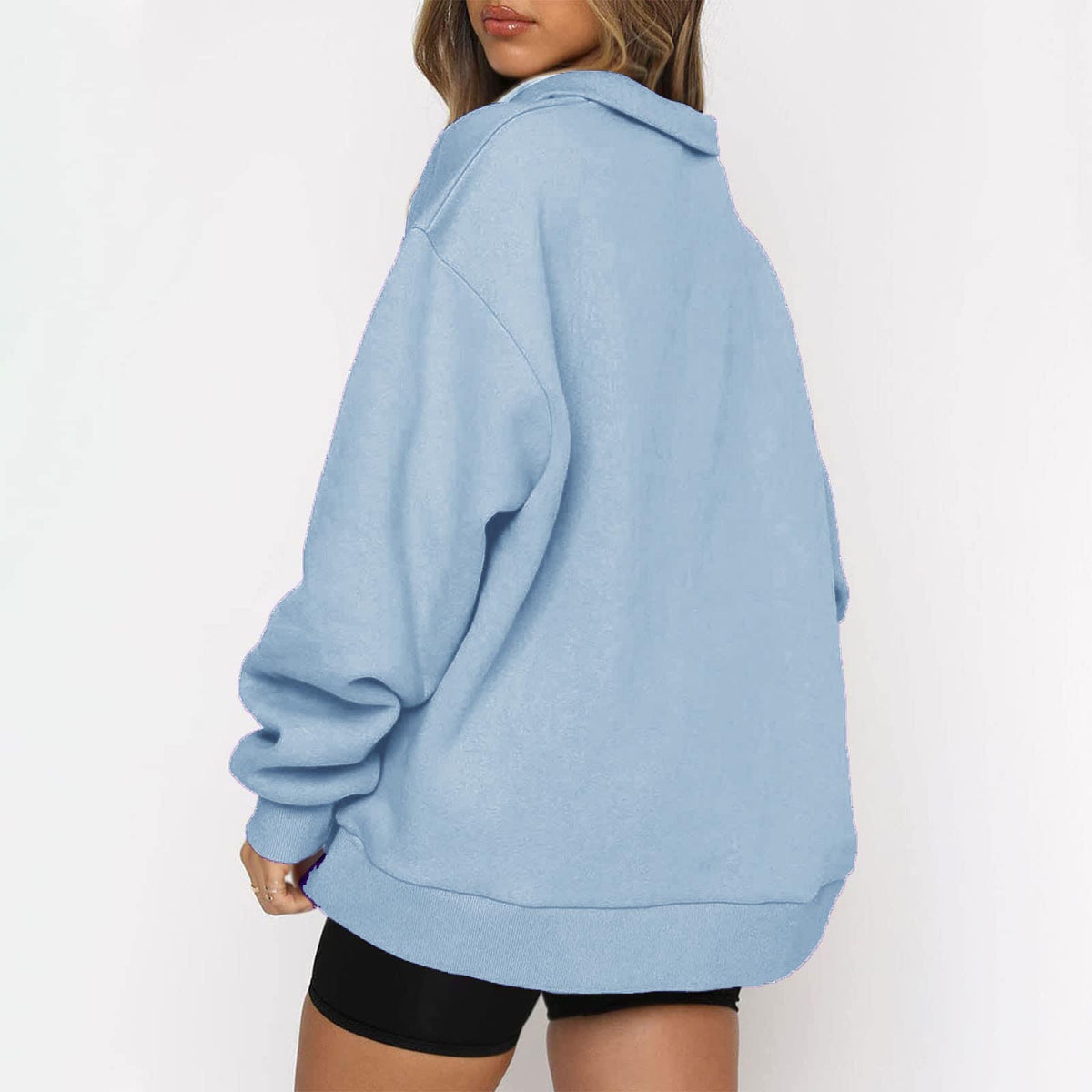 Oversized Half Zip Fleece Pullover Sweatshirt with Pocket