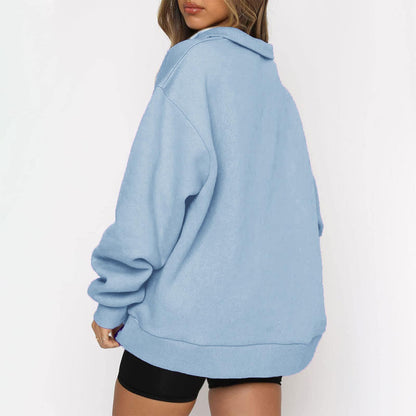 Oversized Half Zip Fleece Pullover Sweatshirt with Pocket
