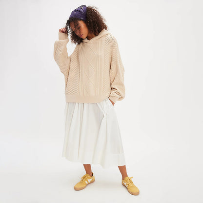 Women's Oversized Cable Knit Hooded Sweater
