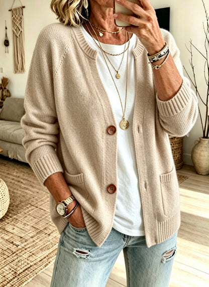 Button Front Knit Cardigan Sweater with Pockets