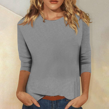 Women's 3/4 Sleeve Crew Neck Loose Casual T-Shirt