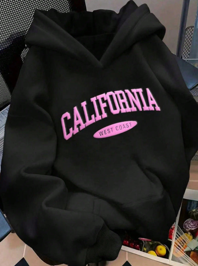 California Letter Graphic Oversized Hoodie Pullover