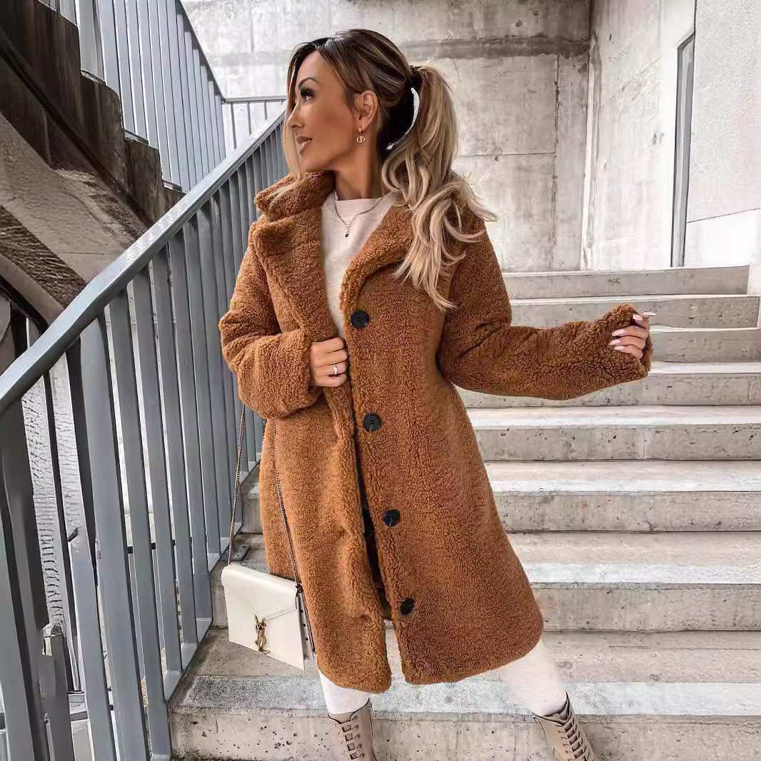 Fuzzy Teddy Coat Faux Fur Jacket Long Sleeve Outerwear