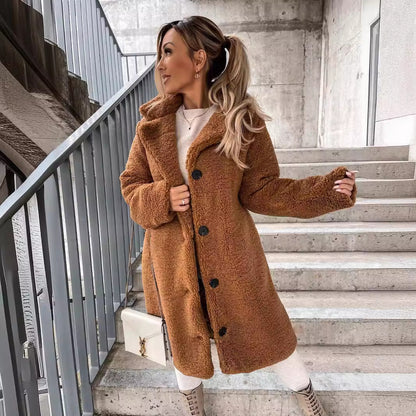 Fuzzy Teddy Coat Faux Fur Jacket Long Sleeve Outerwear