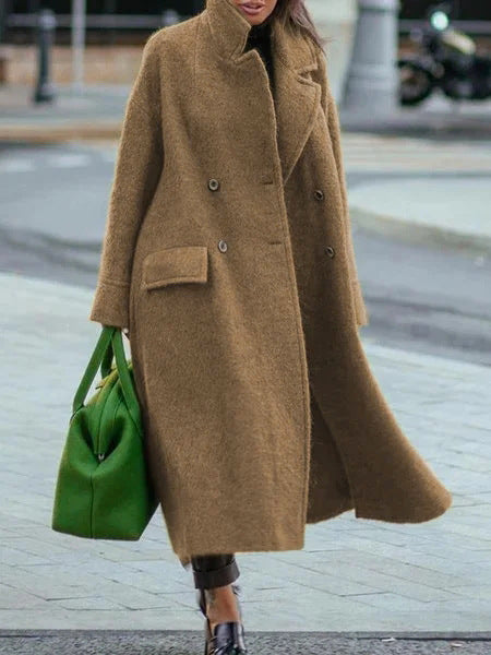 Women's Oversized Long Wool Blend Lapel Coat Winter