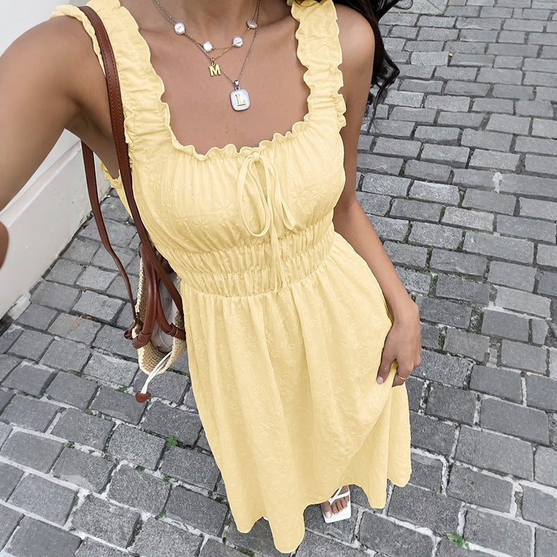 Square Neck Smocked Maxi Dress Ruffle Strap Sundress