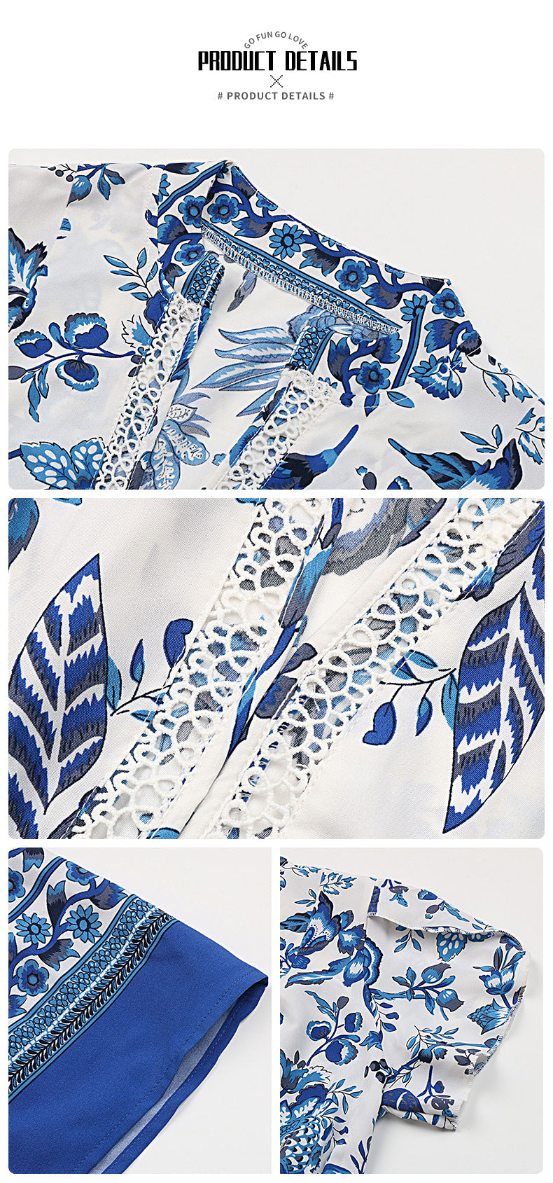 Blue Floral Boho Maxi Dress V Neck Vacation Midi Dress