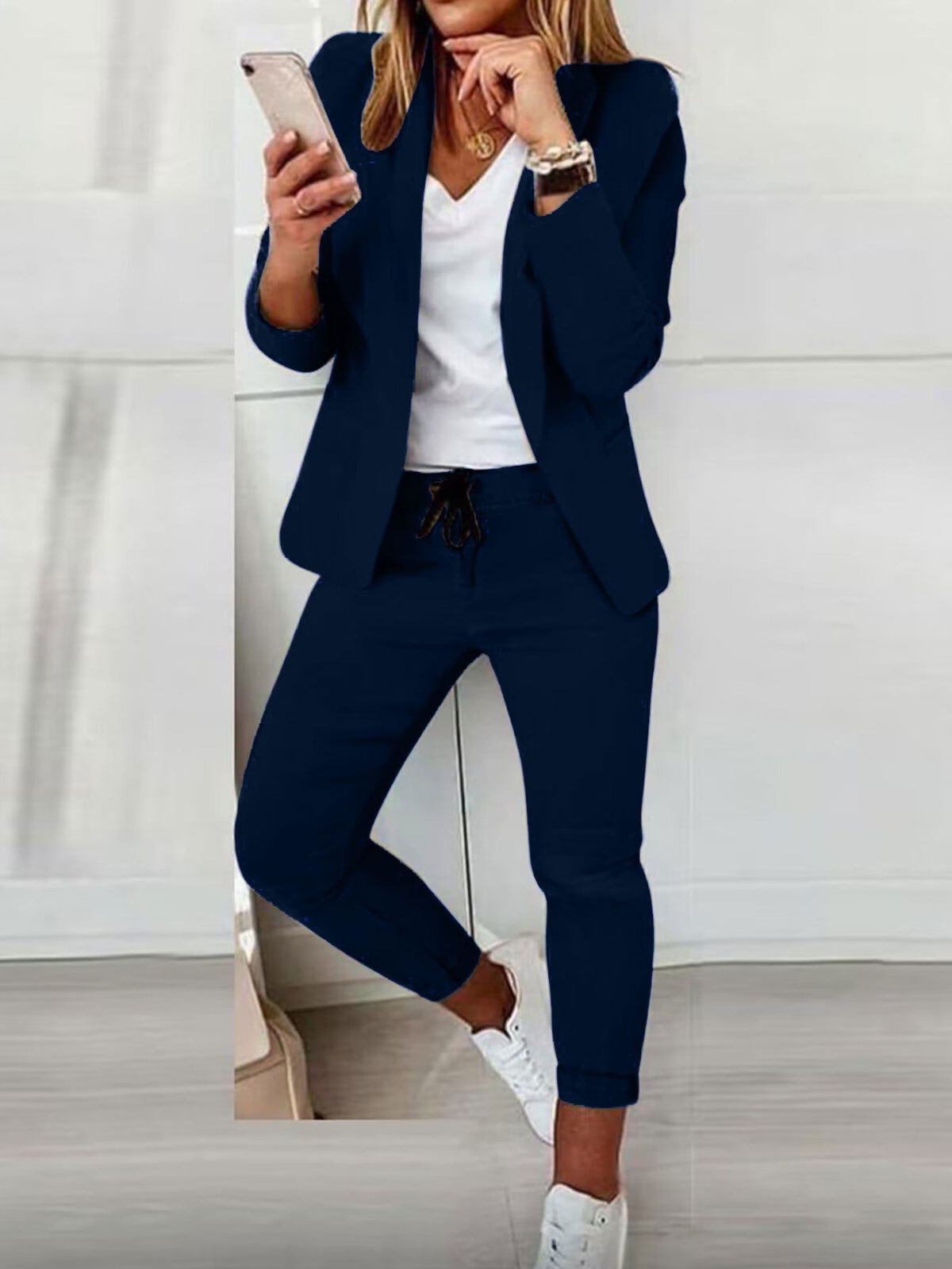 Women Two Piece Blazer Pants Matching Set