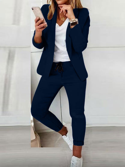 Women Two Piece Blazer Pants Matching Set