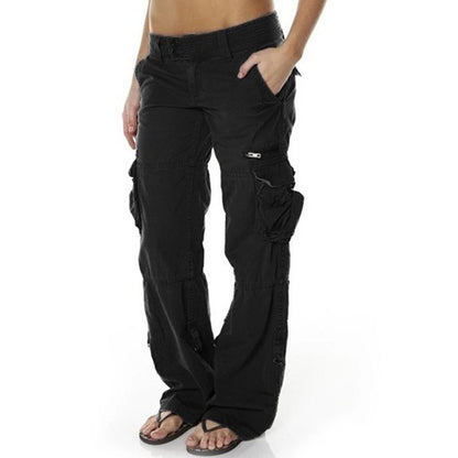 Womens Wide Leg Cargo Pants Vintage Loose Fit Cotton