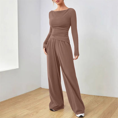 Women's Soft Lounge Two Piece Set Wide Leg Pants