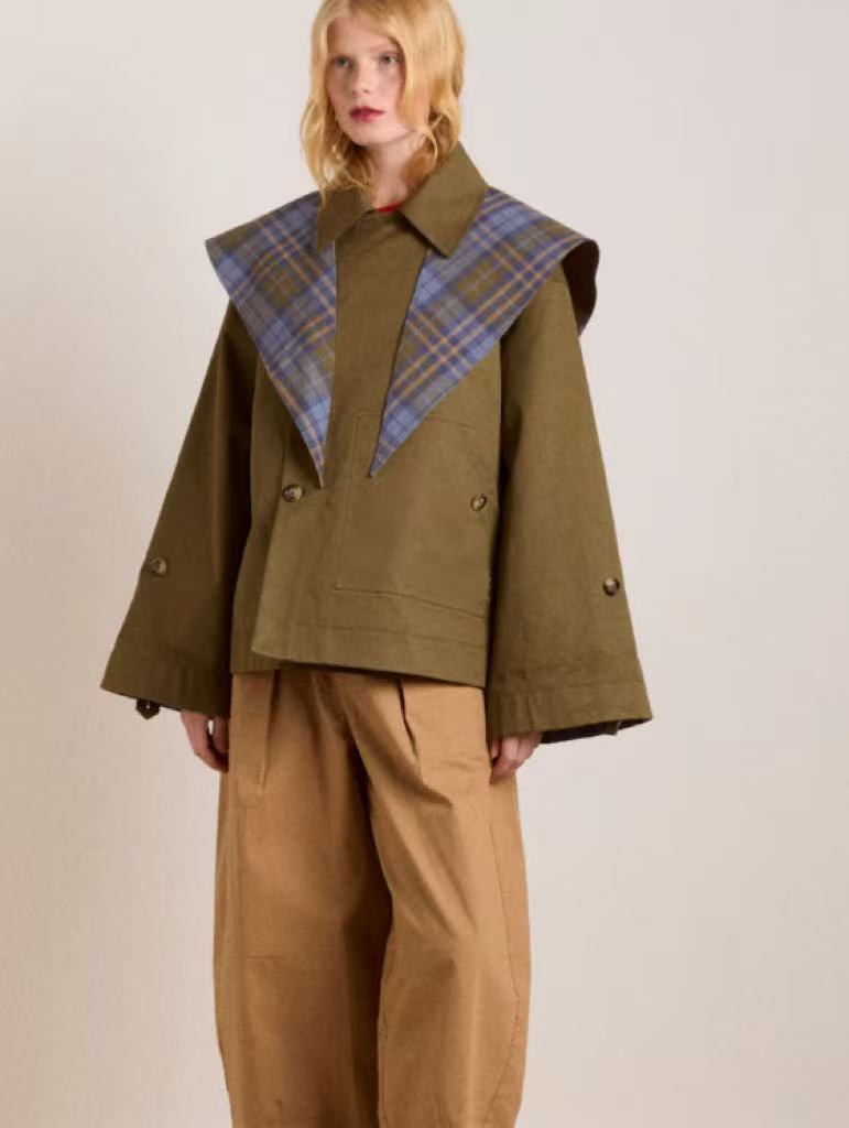 Women's Vintage Plaid Reversible Oversized Jacket