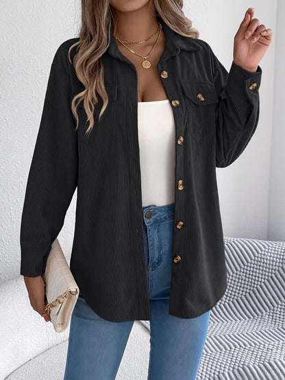 Women’s Corduroy Button Down Shacket with Pockets