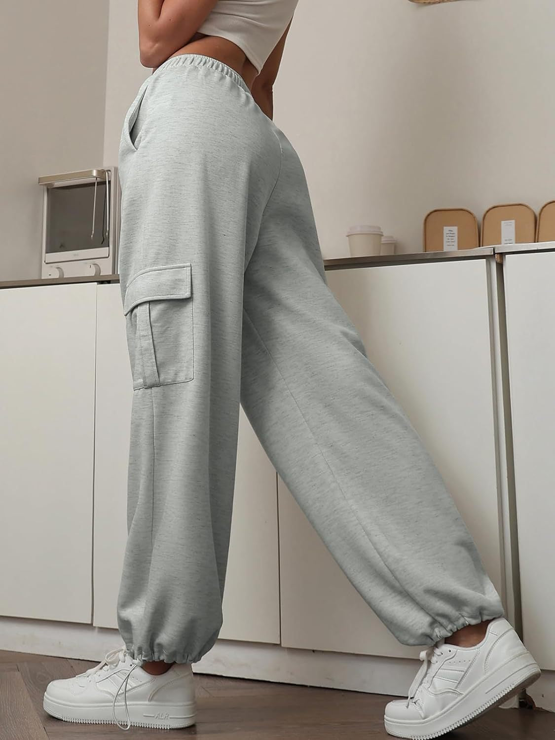 High Waist Drawstring Cargo Jogger Pants