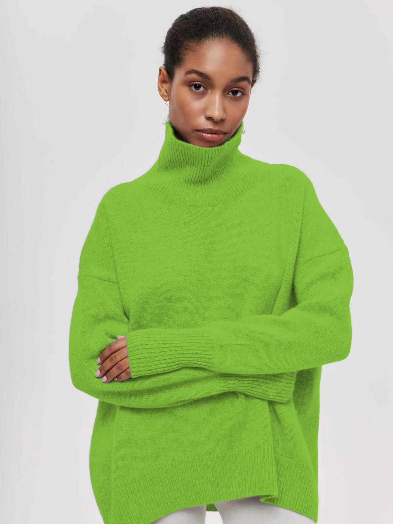 Women's Oversized Mock Neck Sweater Casual Fall Winter